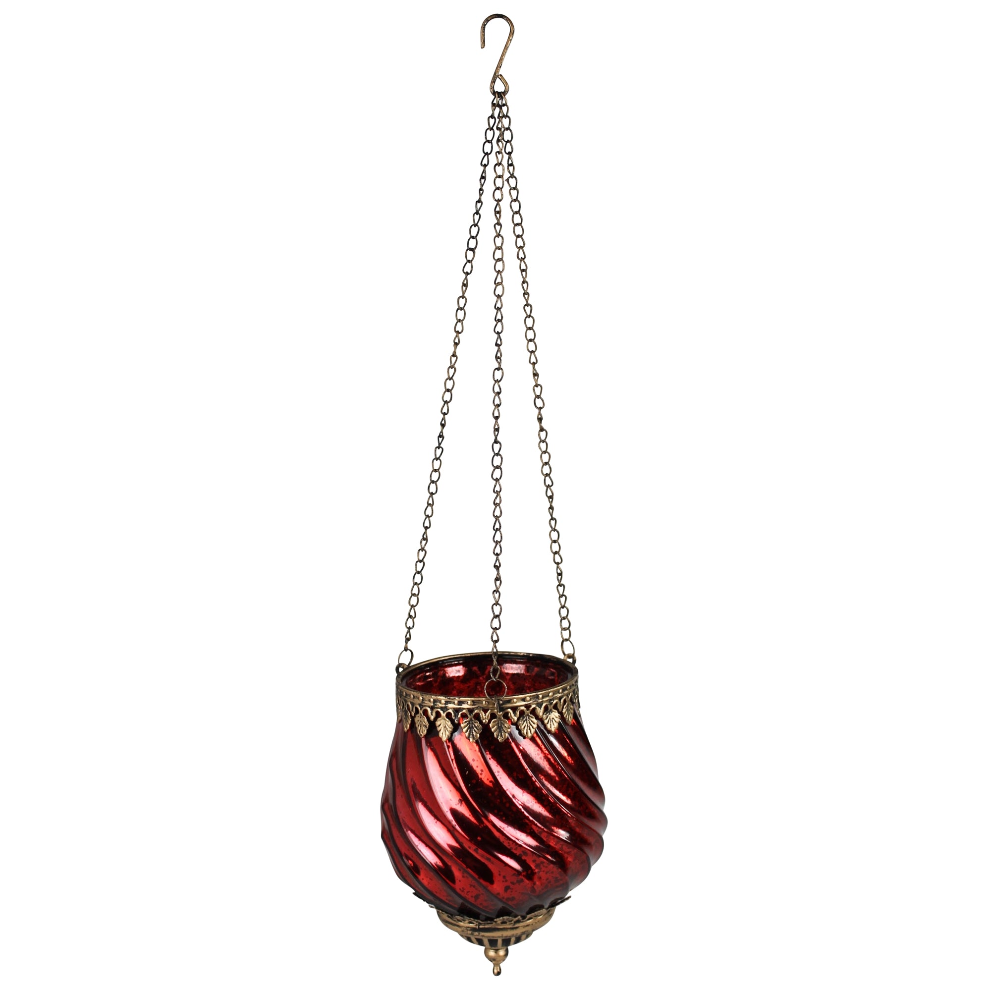 Fez Hanging Lantern, Glass, Red - Lrg