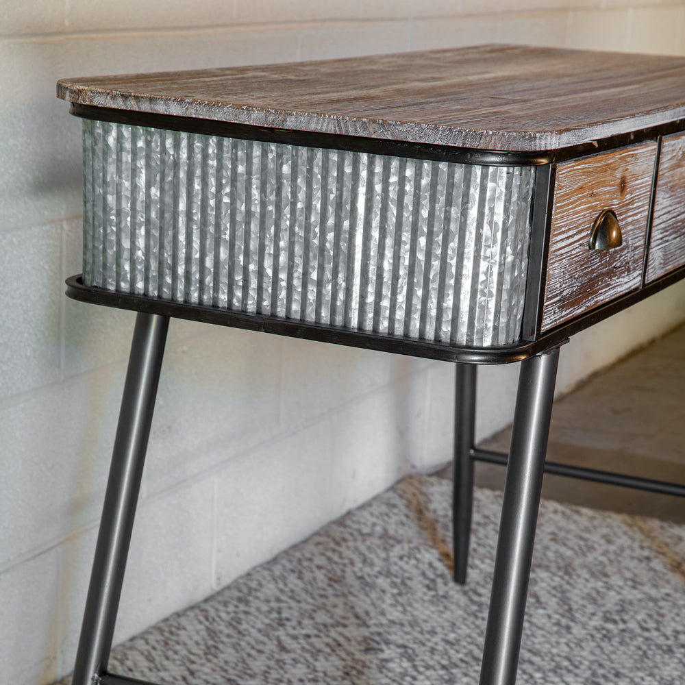 Industrial Style Wood and Metal Desk with Chair