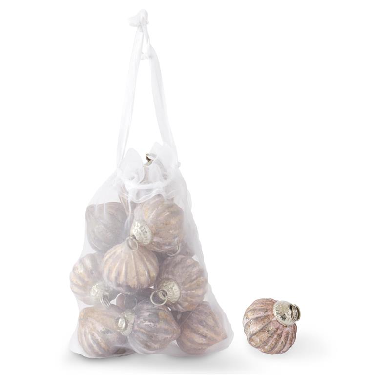 Matte Peach Mini Onion Ornaments (S/12)