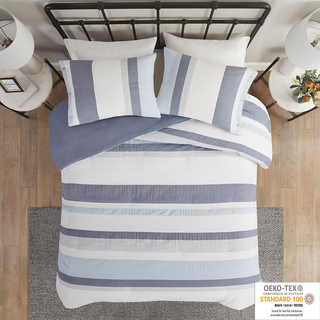 Allegany 3 Piece Cotton Seersucker Duvet Cover Set