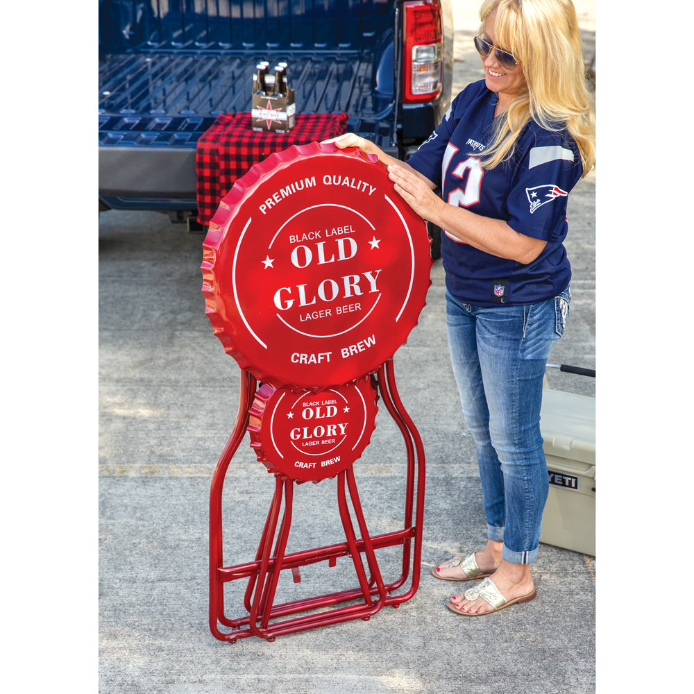 Old Glory Folding Metal Table with Two Stools