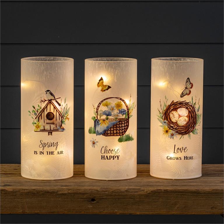 Frosted Glass Luminary - Spring Is In The Air