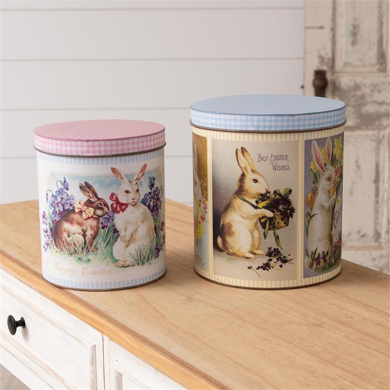 Vintage Easter Postcard Tins (S/2)