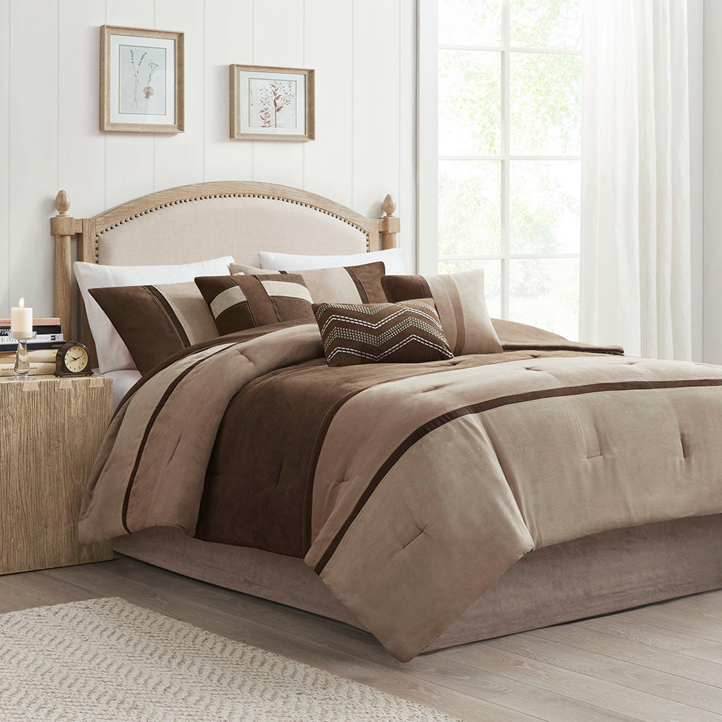 Palisades 7 Piece Faux Suede Comforter Set