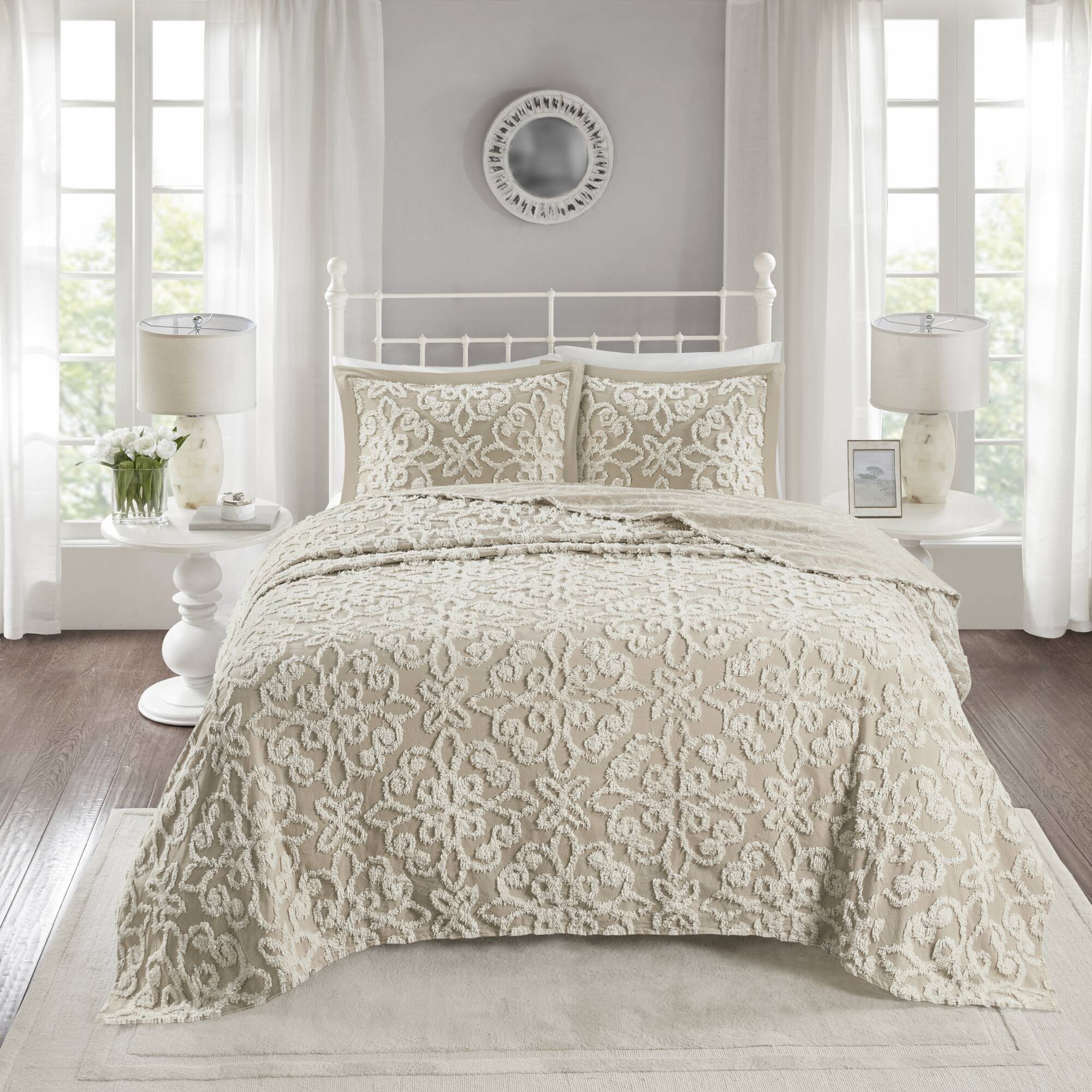 Sabrina 3 Piece Tufted Cotton Chenille Bedspread Set