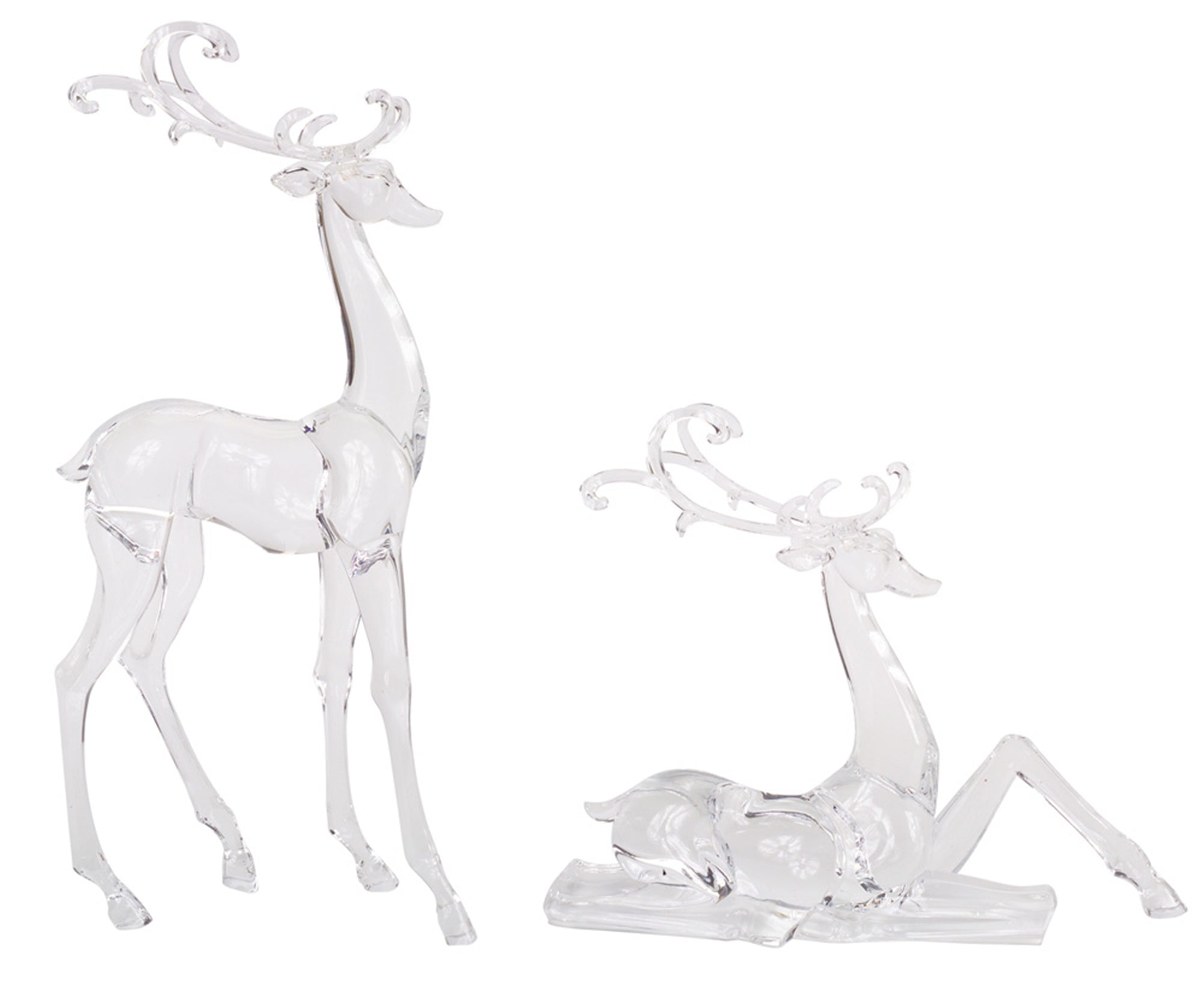 Deer Figurines (2 Asst) 10.75"H, 17.75"H Acrylic