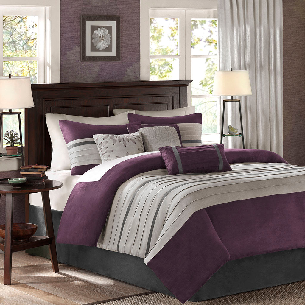 Palmer 7 PC Pieced Faux Suede Comforter Set