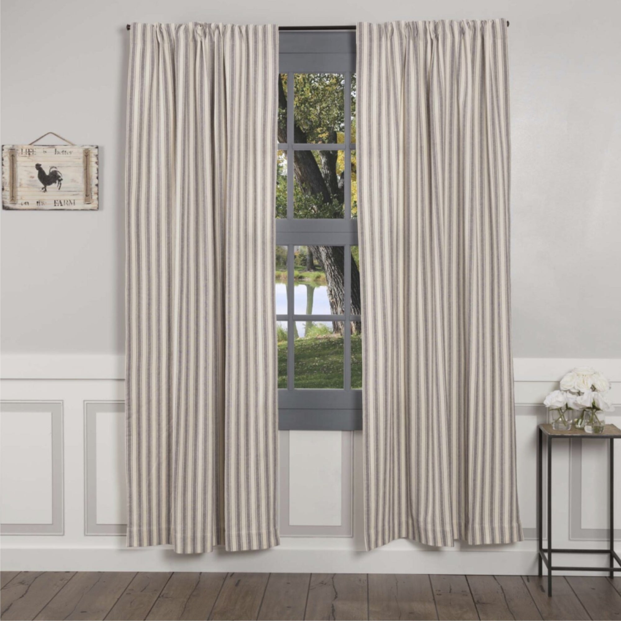 Market Place Gray Ticking Stripe Panel Set of 2 96Lx50W