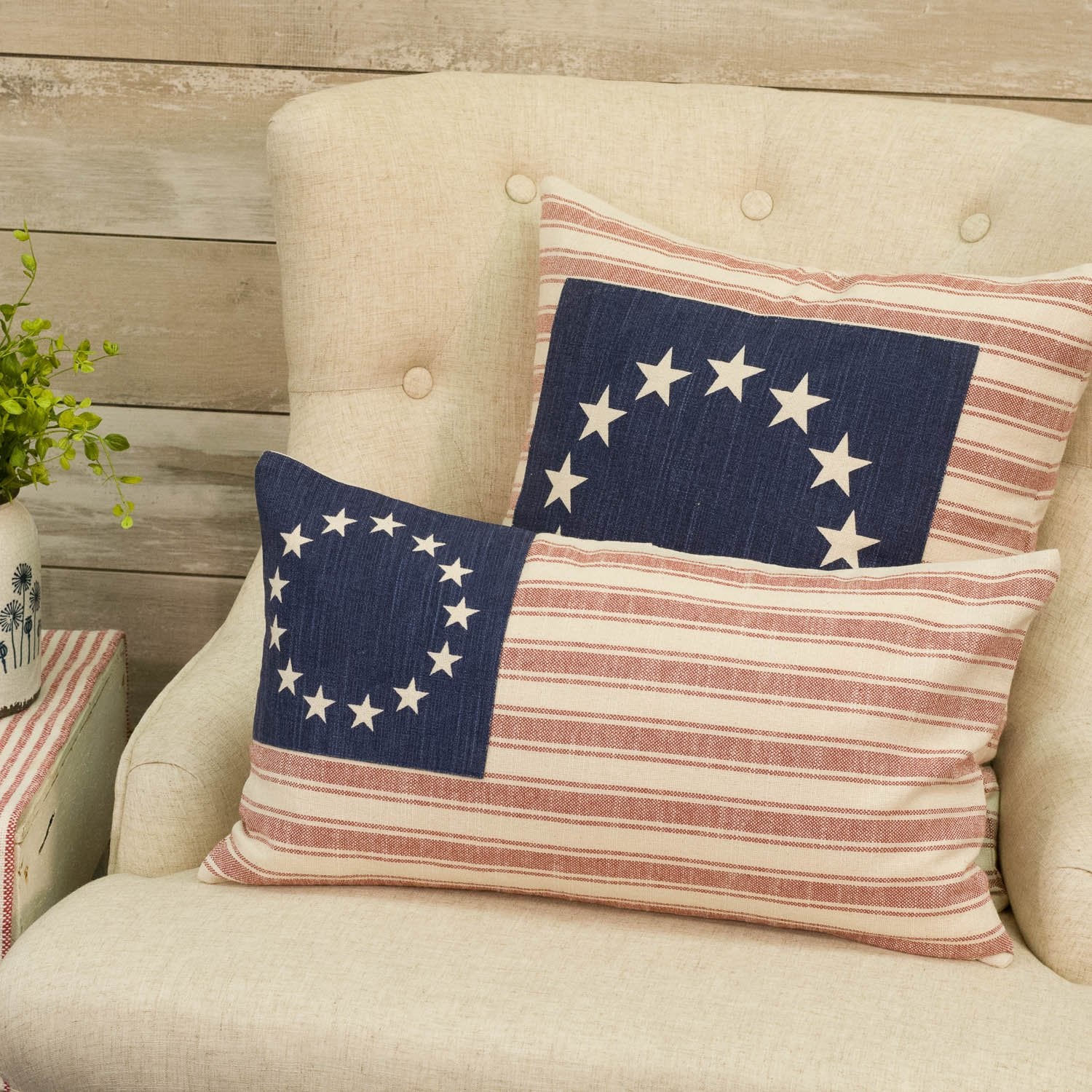 Market Place Red Flag Pillow Cover 20Lx12W
