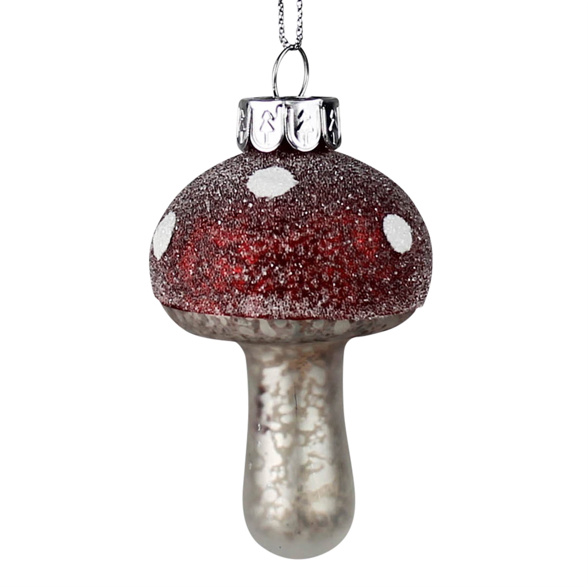 Mushroom Ornament, Glass - Sm