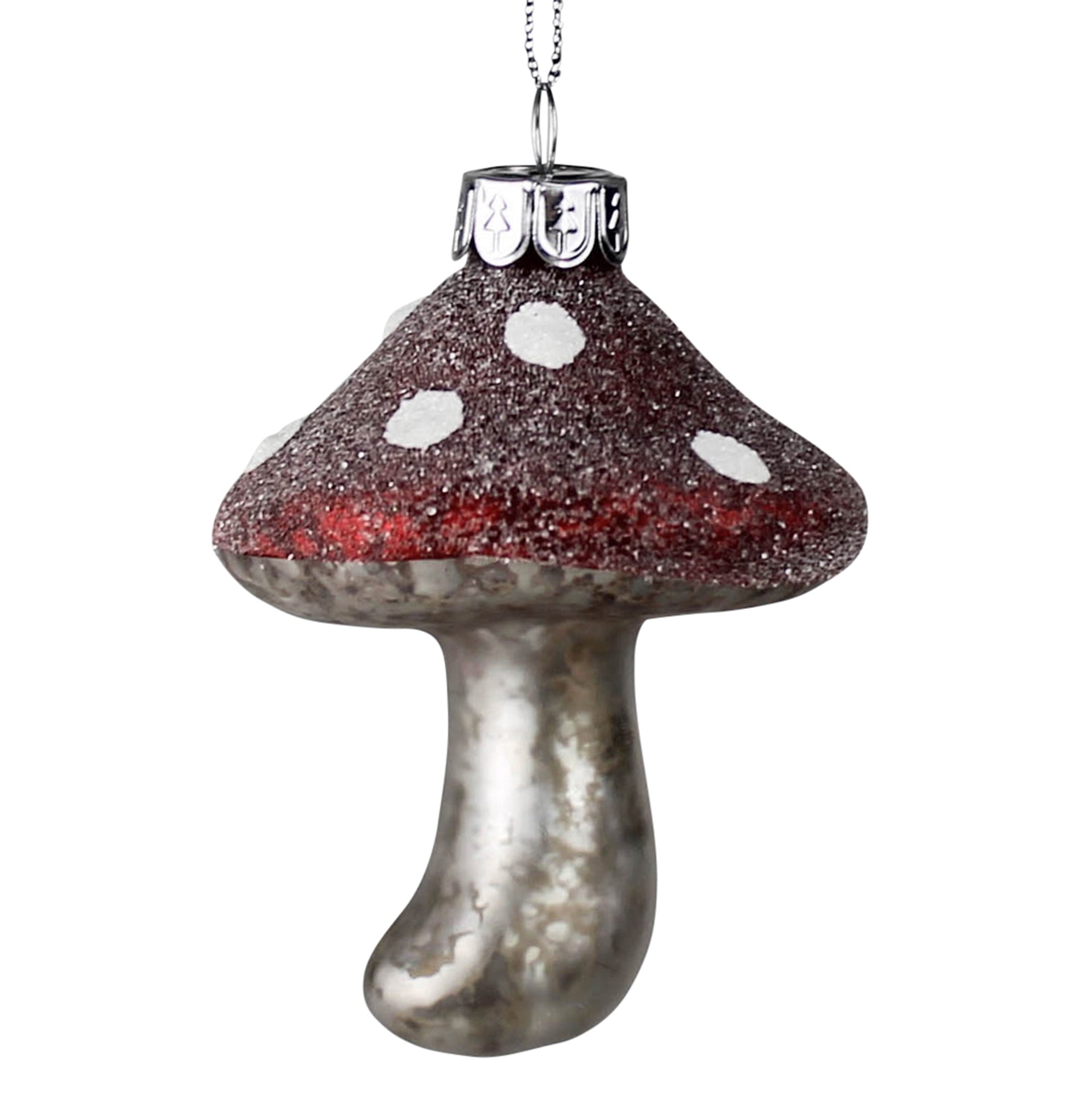 Mushroom Ornament, Glass  - Wide