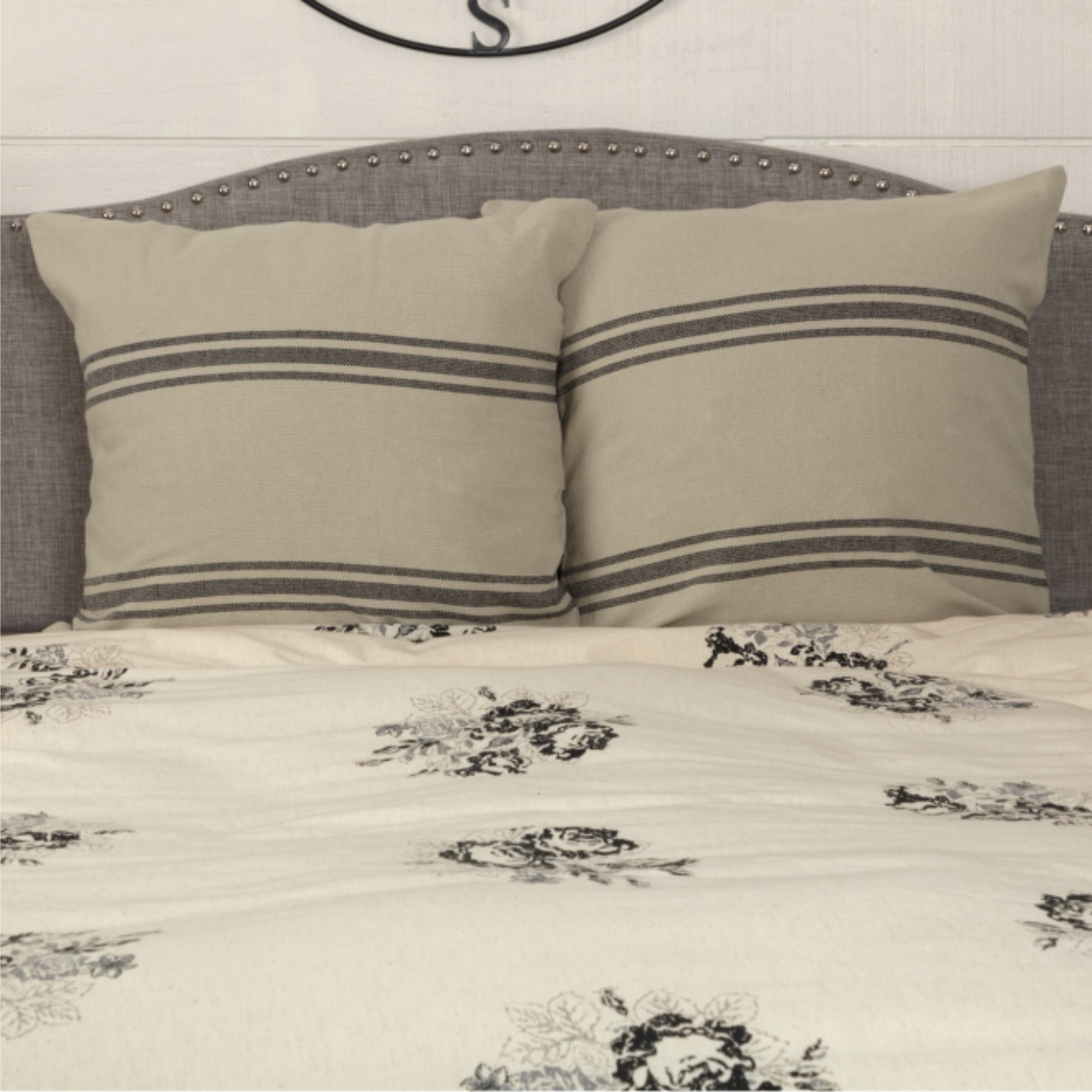 Mill House Stripe Black Euro Sham 26Lx26W