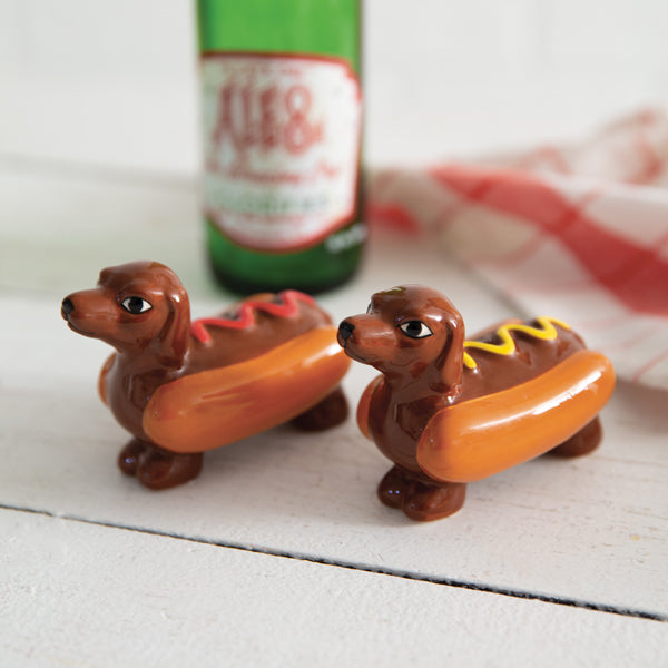 Hotdog Dachshund Salt & Pepper Shakers