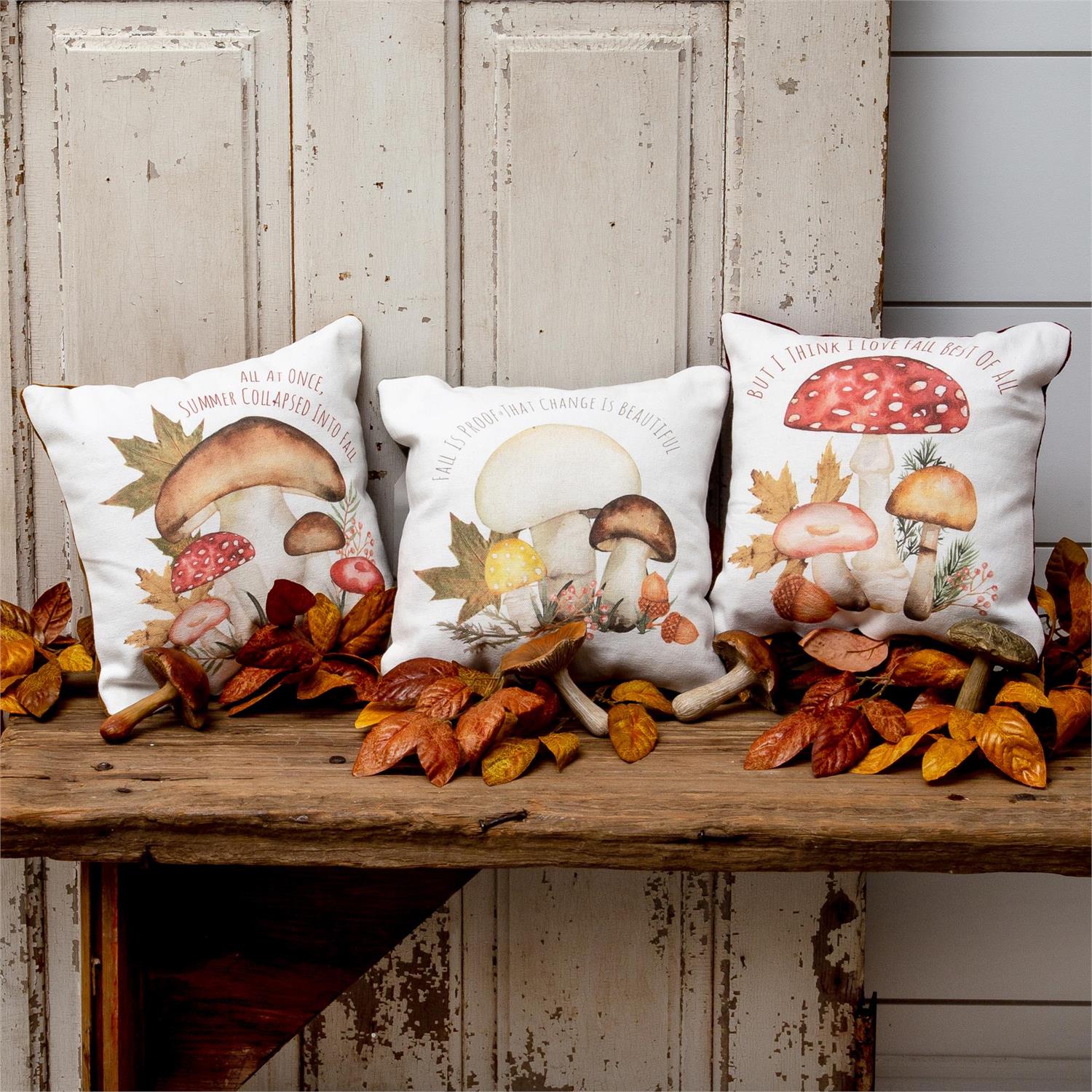 Fall Forage Mushroom Mini Pillows (S/3)