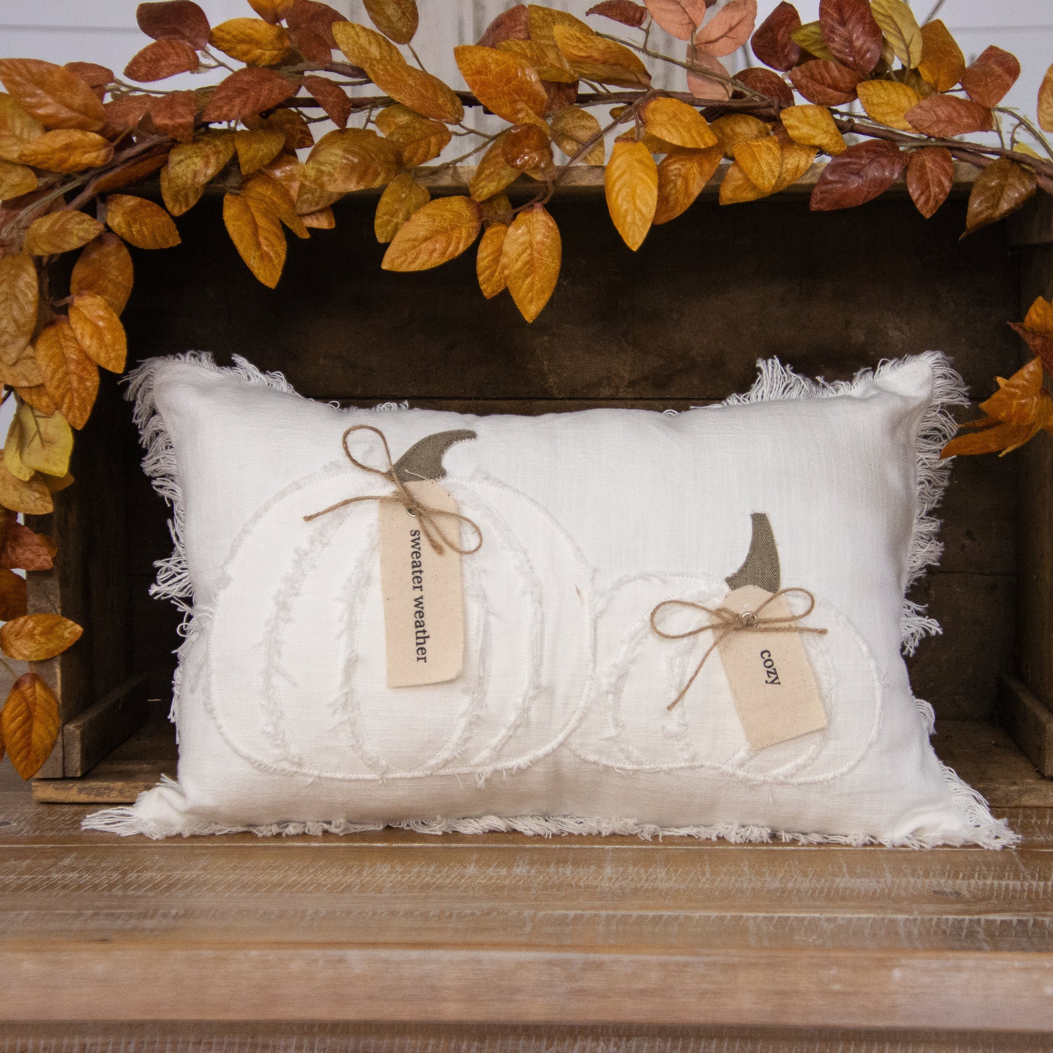 Shabby Chic Pumpkin Duo Pillow w/ Tags