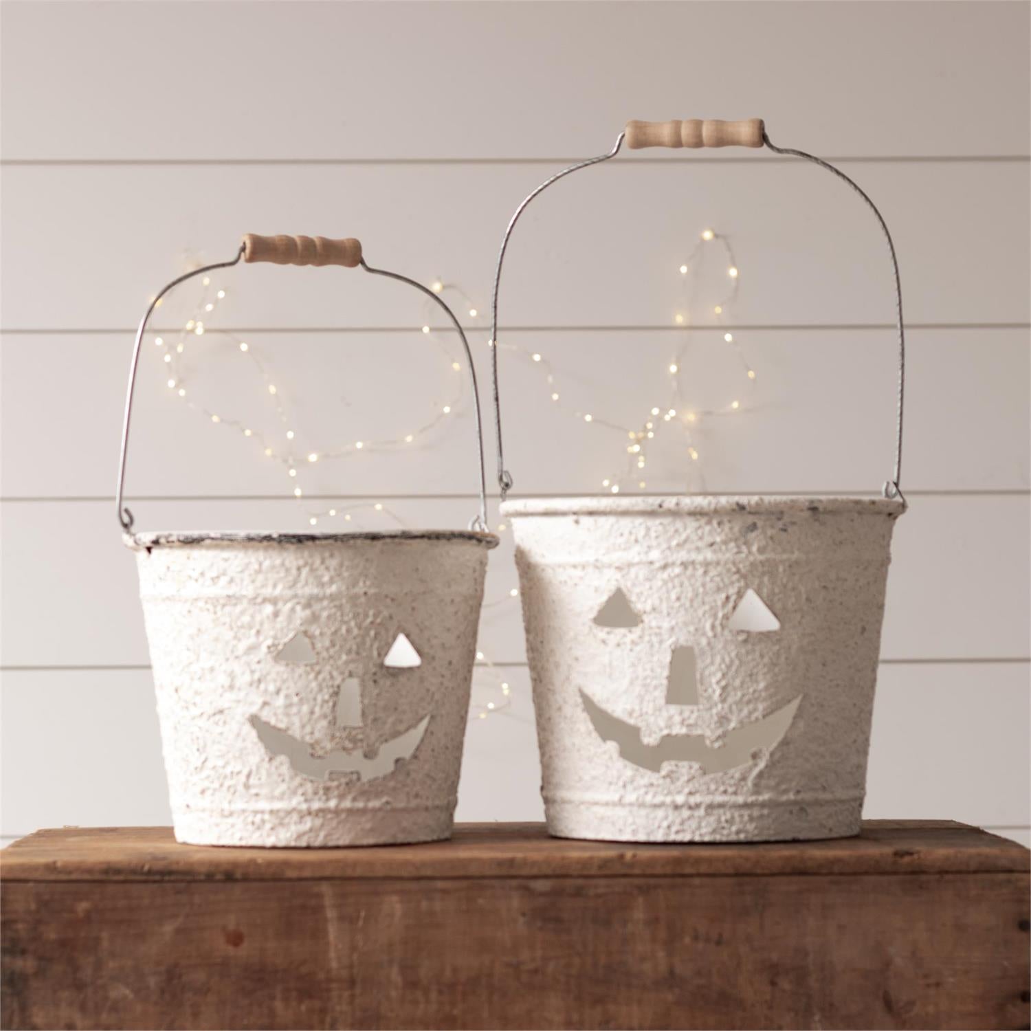 Metal Jack O' Lantern Buckets (S/2)