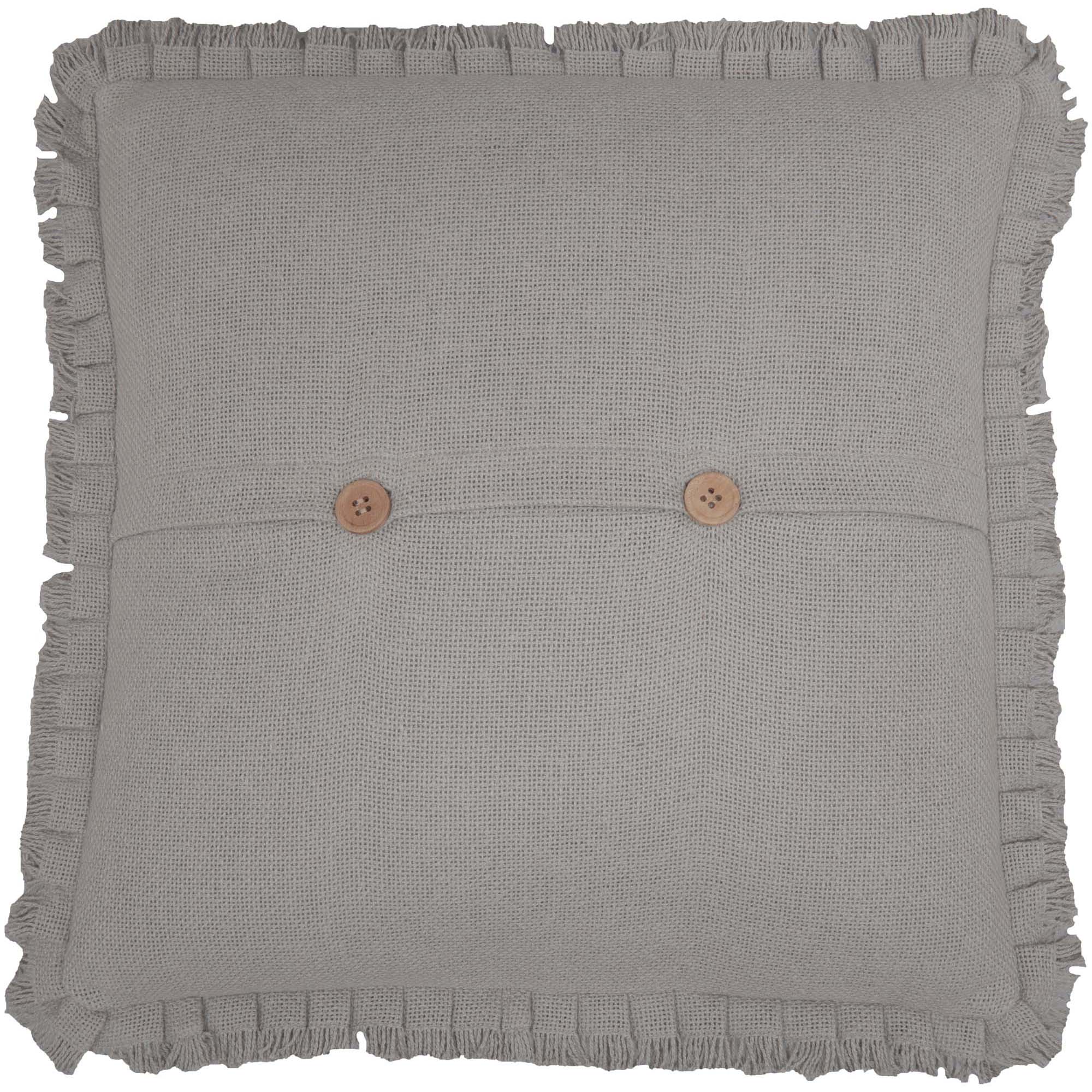 Burlap Dove Grey Pillow w/ Fringed Ruffle 18x18