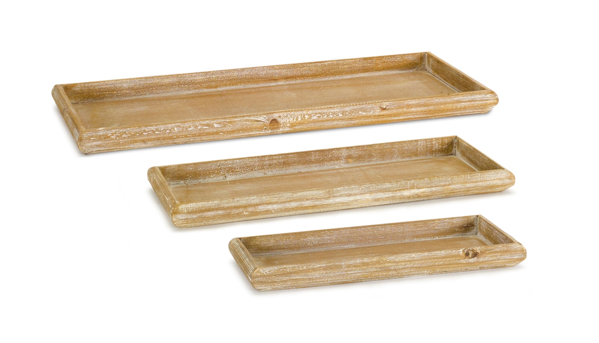 Tray (Set of 3) 12.5"L, 15.75"L, 19.25"L Wood