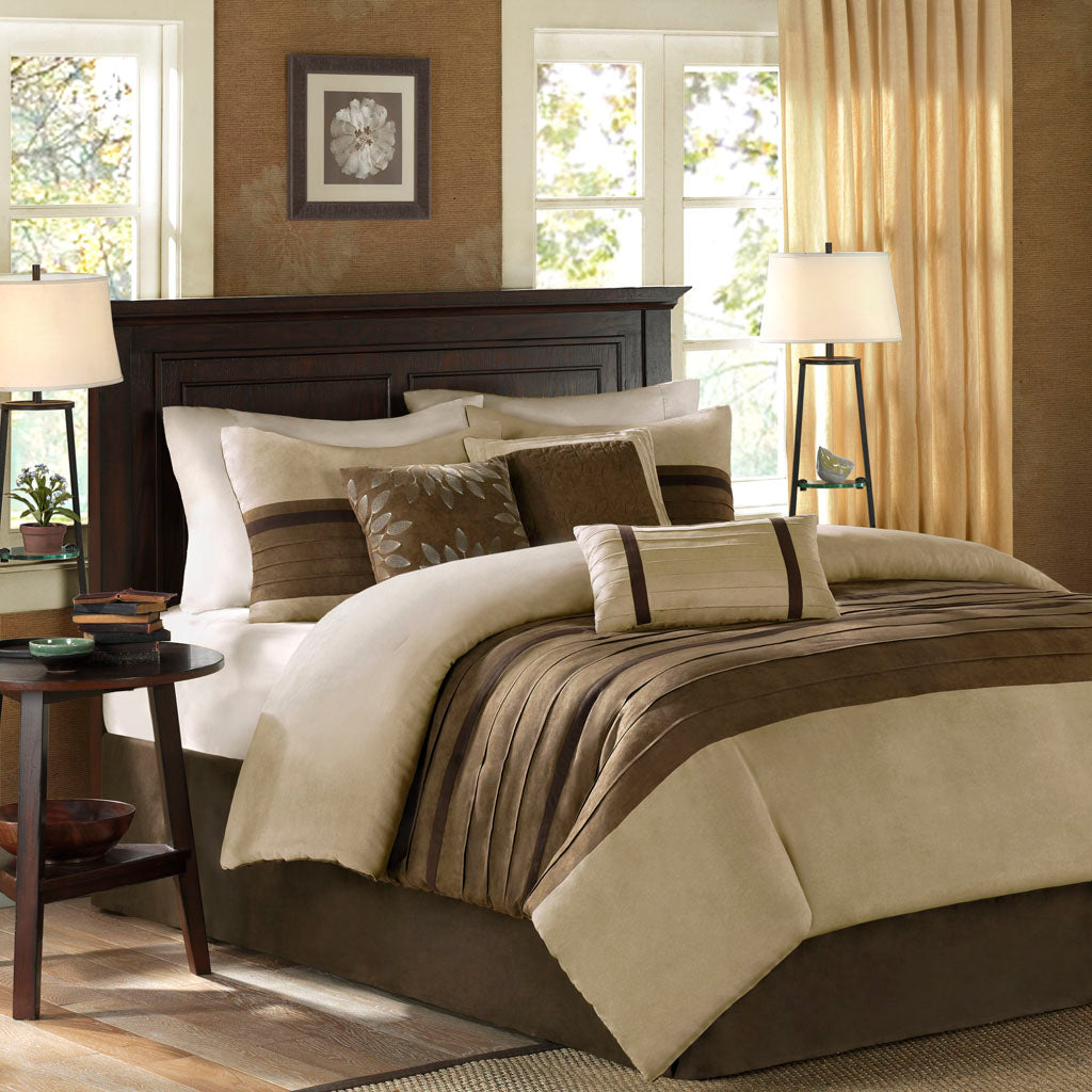 Palmer 7 PC Pieced Faux Suede Comforter Set