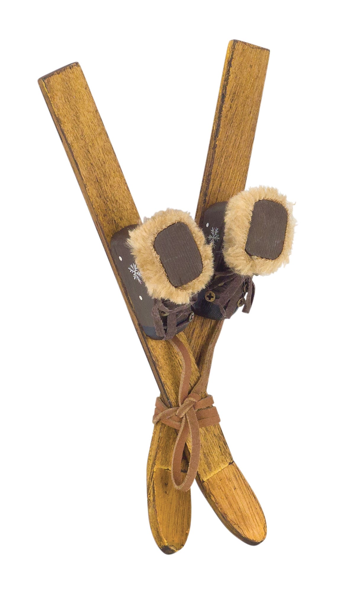 Ski and Boot Ornament 9"H Wood