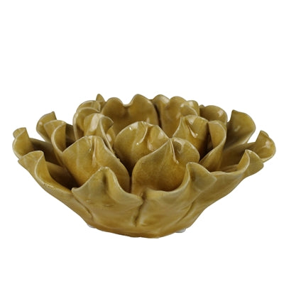 Flower Tealight Holder, Ceramic - Yellow