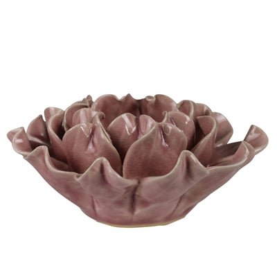 Flower Tealight Holder, Ceramic - Pink