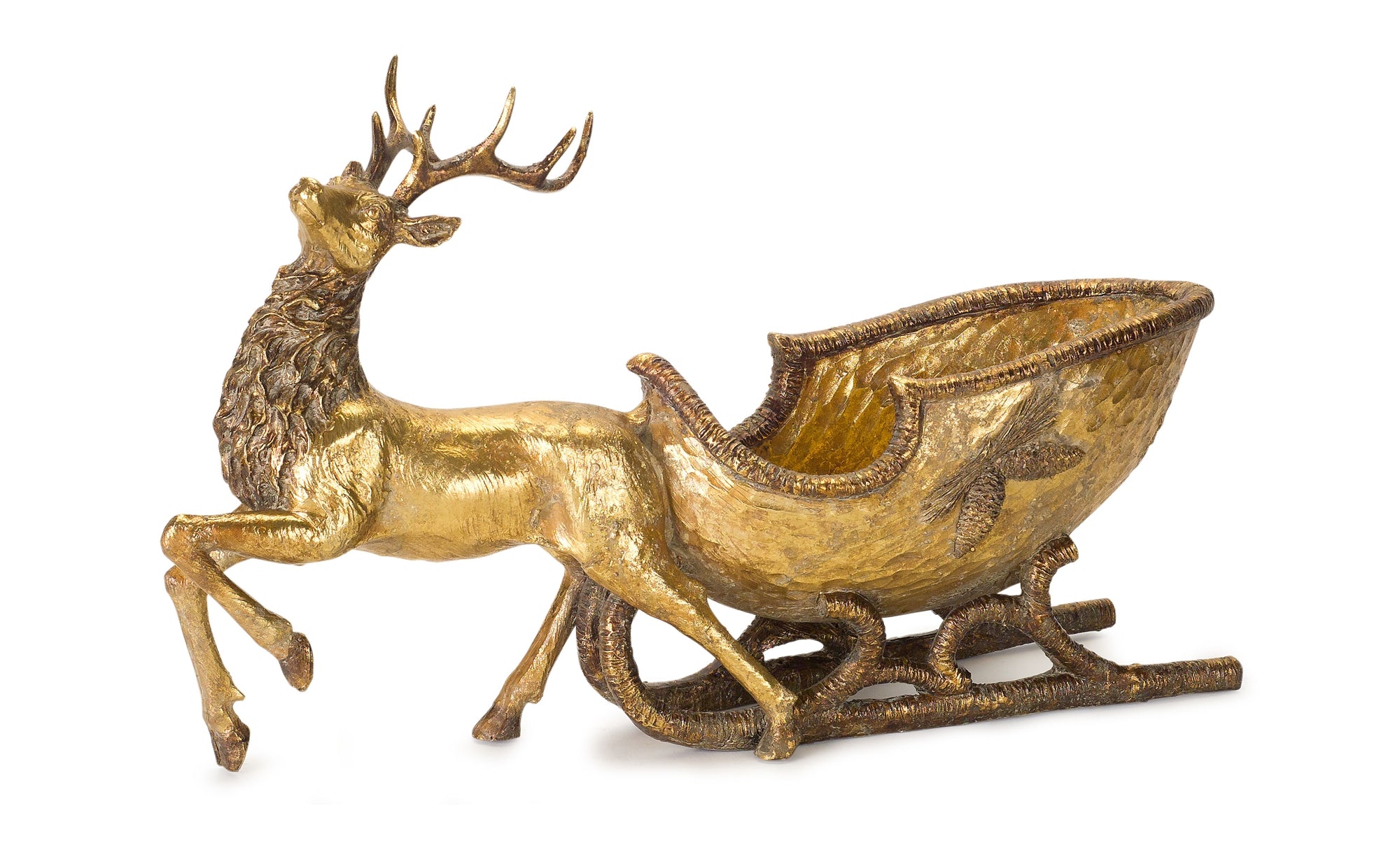 Deer w/Sleigh 19"L x 11"H Resin