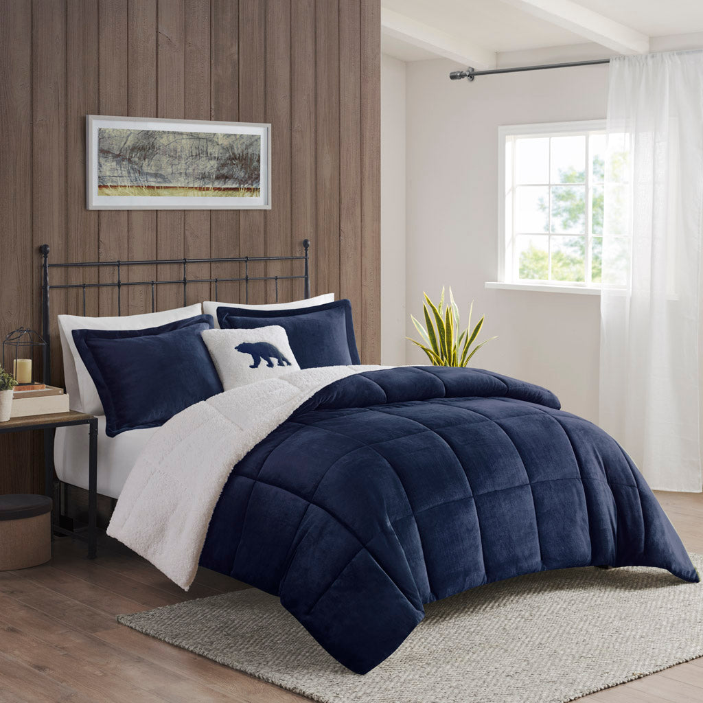 Alton Plush to Sherpa Down Alternative Comforter Set