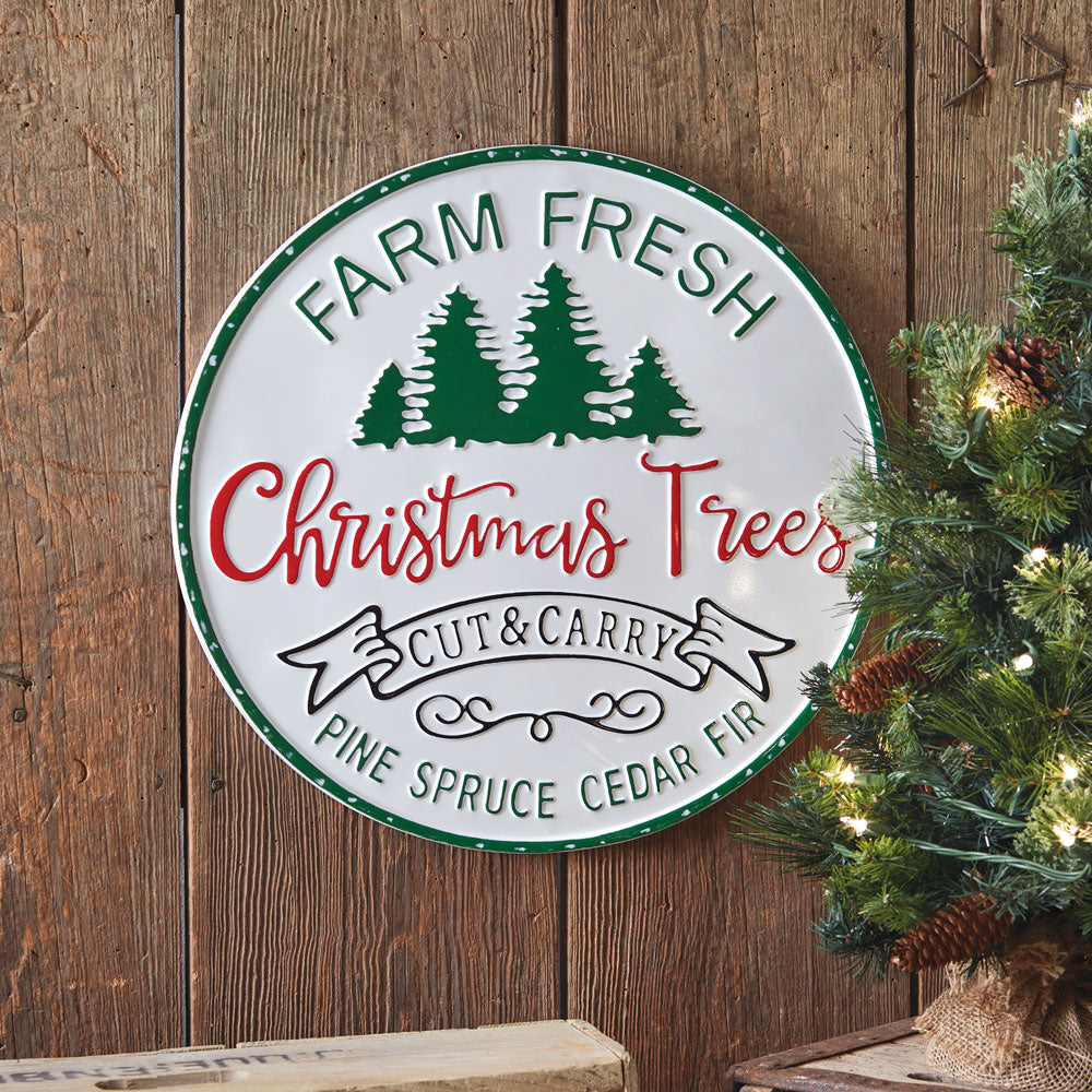 "Farm Fresh Christmas Trees" Metal Sign