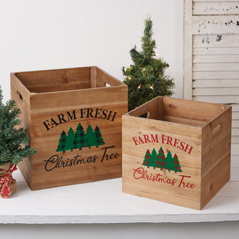 Holiday Wooden Crates (S/2)