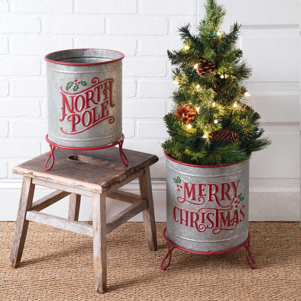 Footed Christmas Containers (S/2)