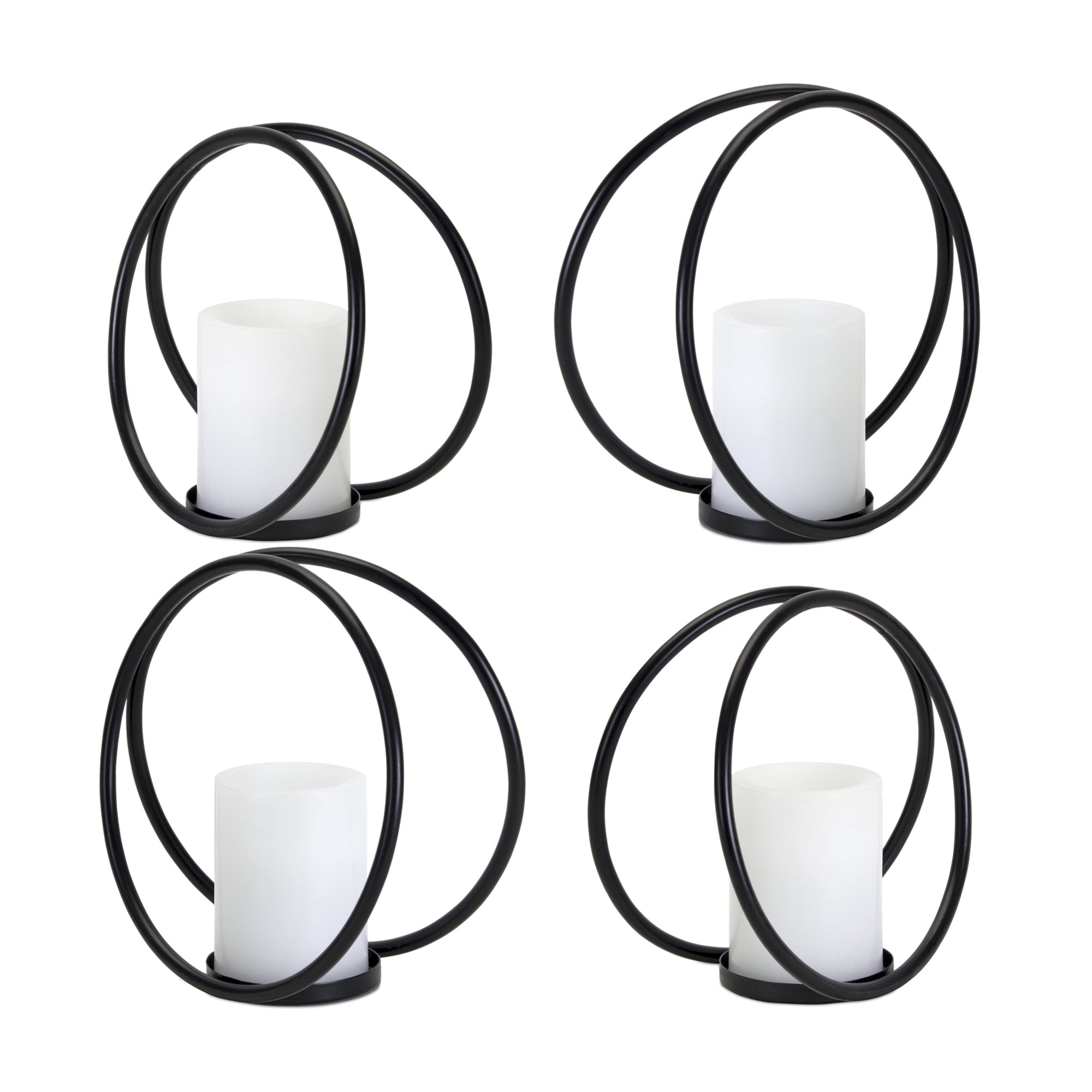 Modern Metal Circles Candle Holder (Set of 4)