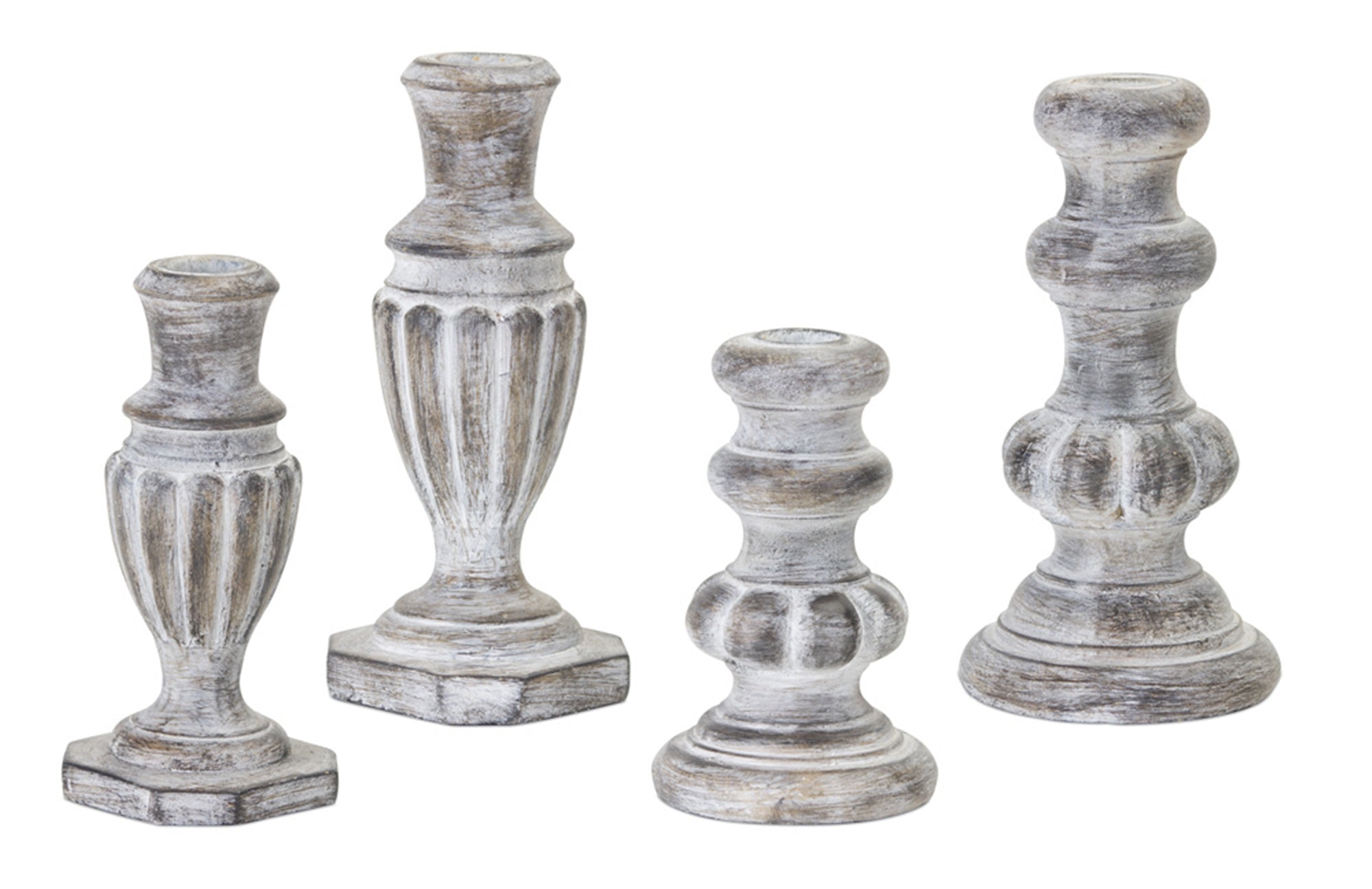 White Washed Stone Candle Holder (Set of 4)