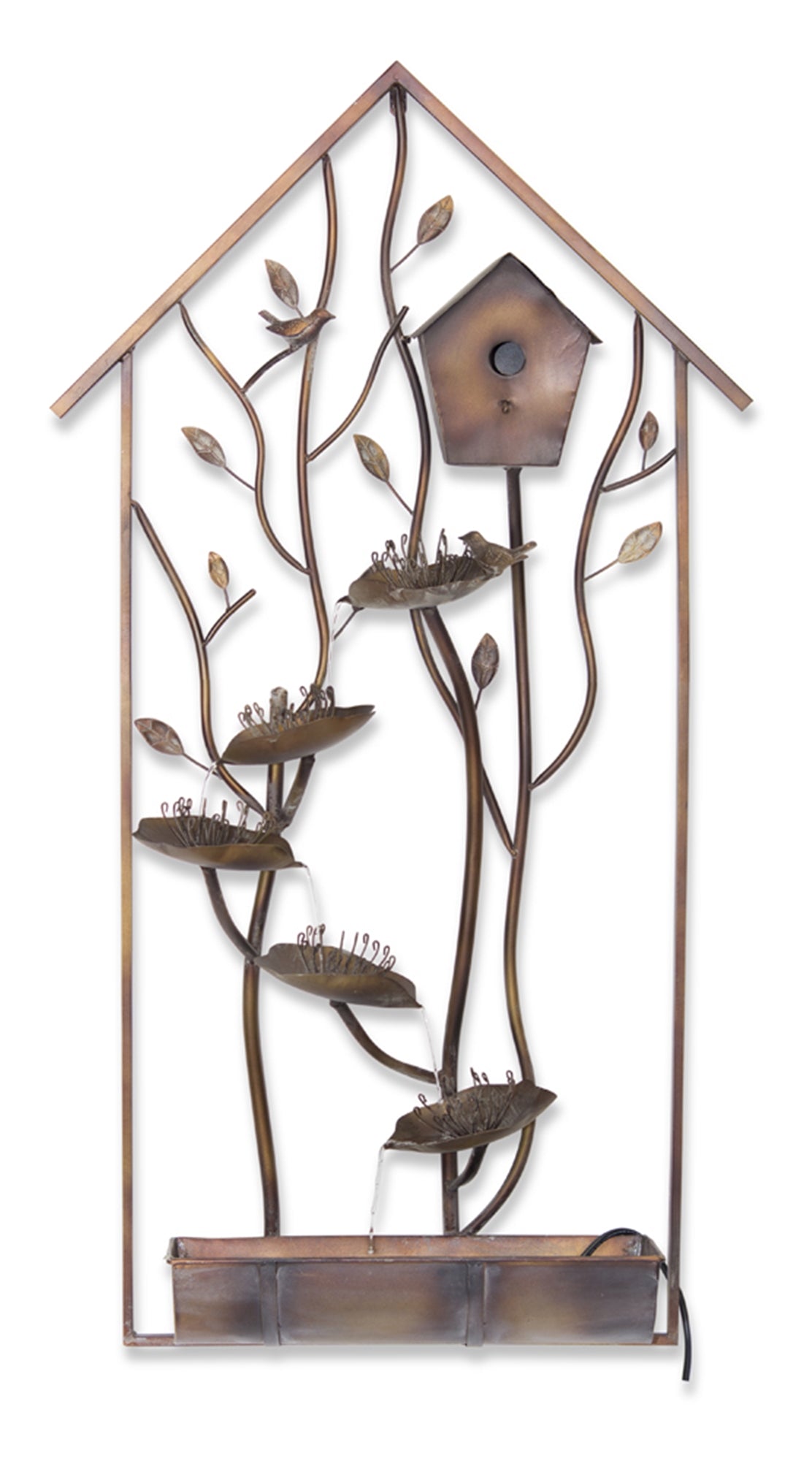 Bird House Wall Fountain 26.25"W x 50.25"H Iron
