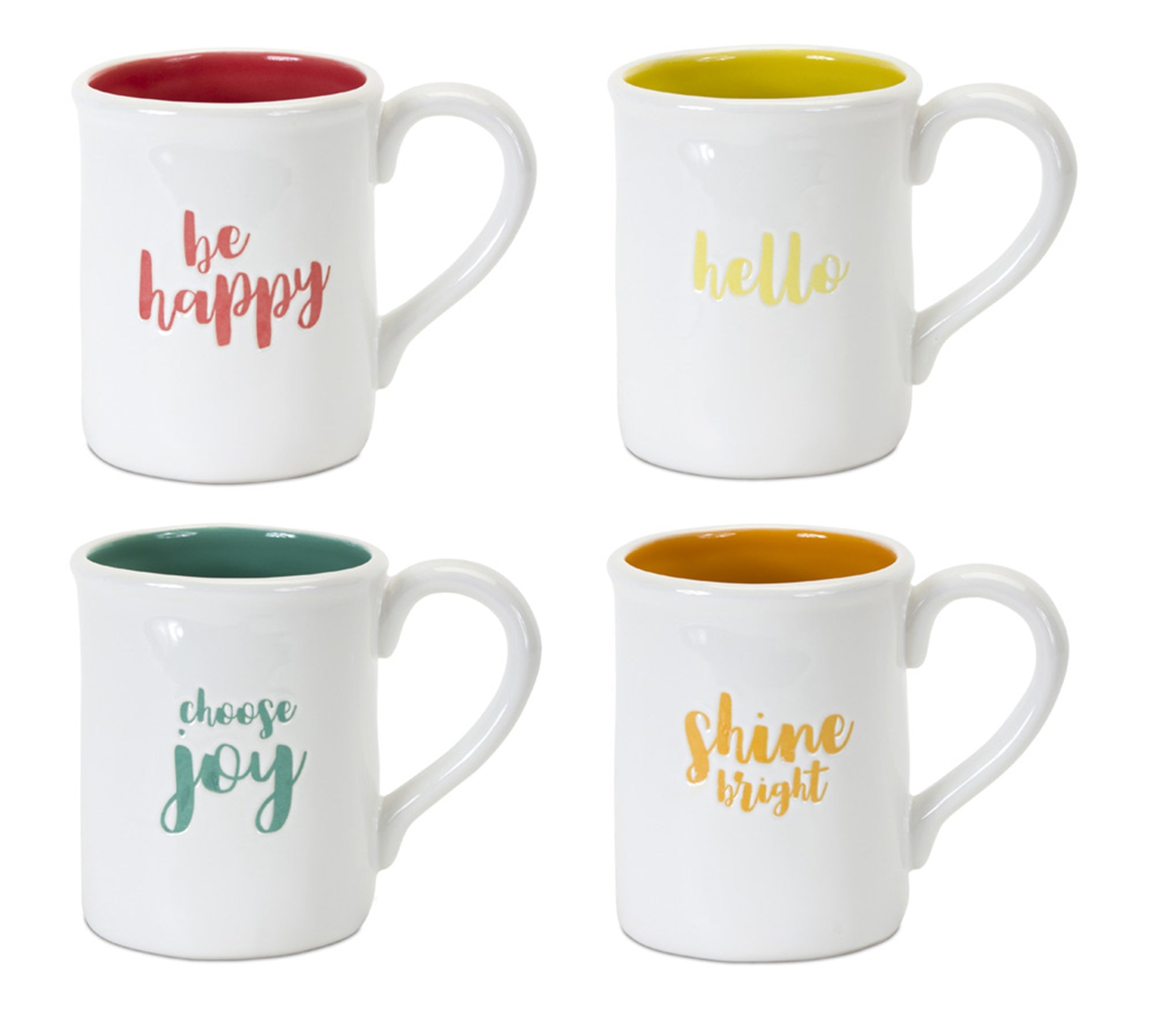 Stoneware Happy Sentiment Mug (Set of 2)