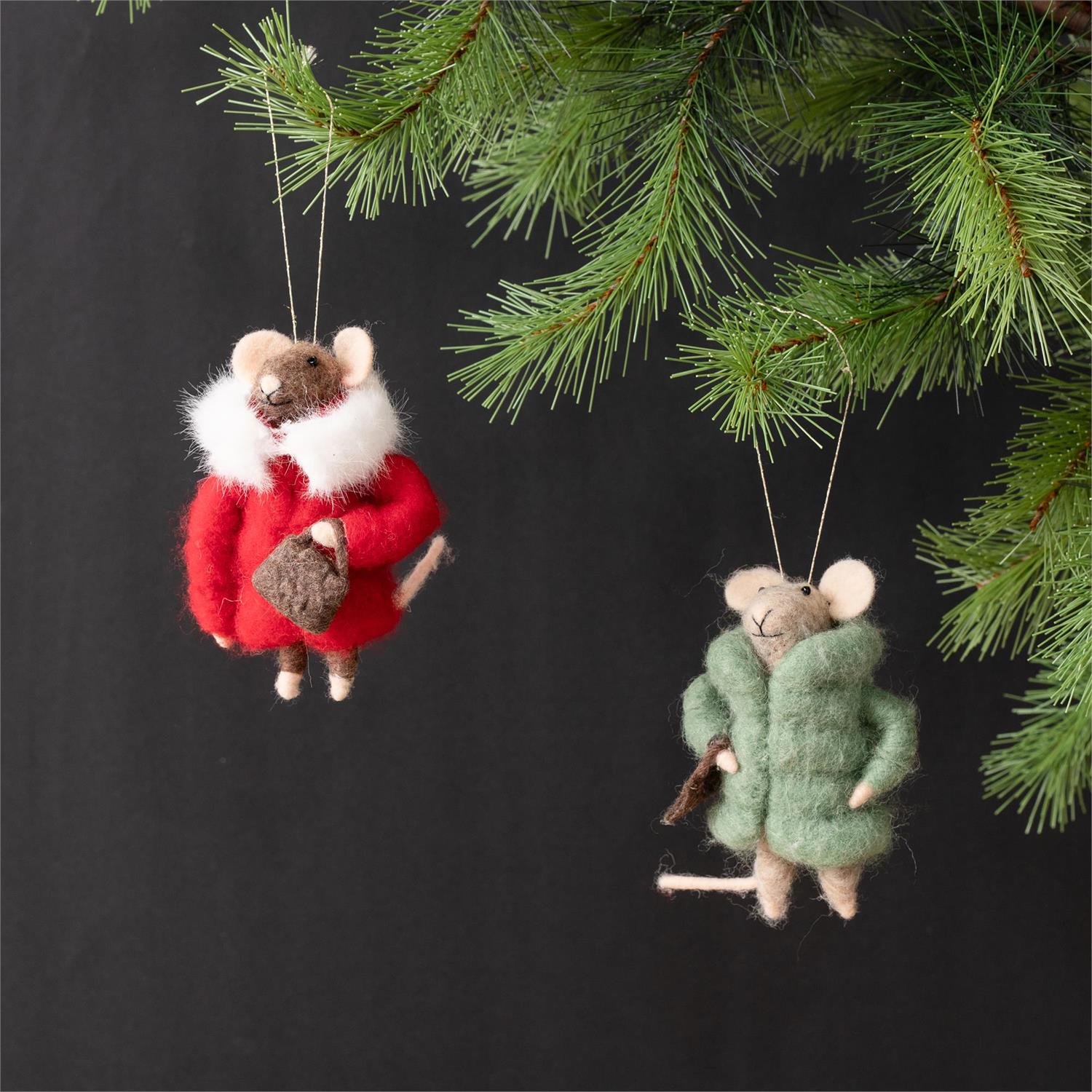 Felted Wool Cozy Mice (S/2)