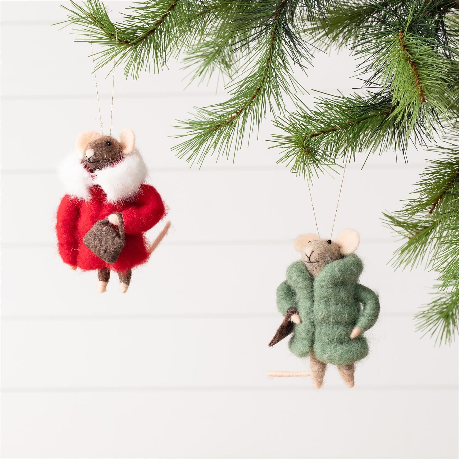 Felted Wool Cozy Mice (S/2)