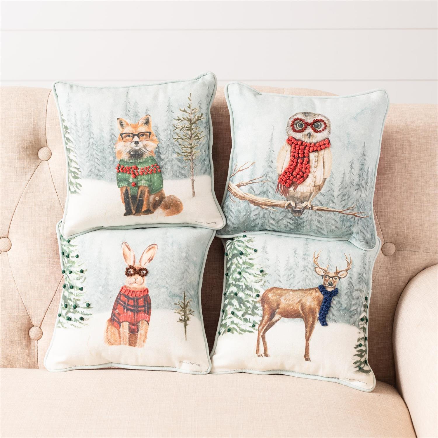 Embellished Cozy Critters Mini Pillows (S/4)