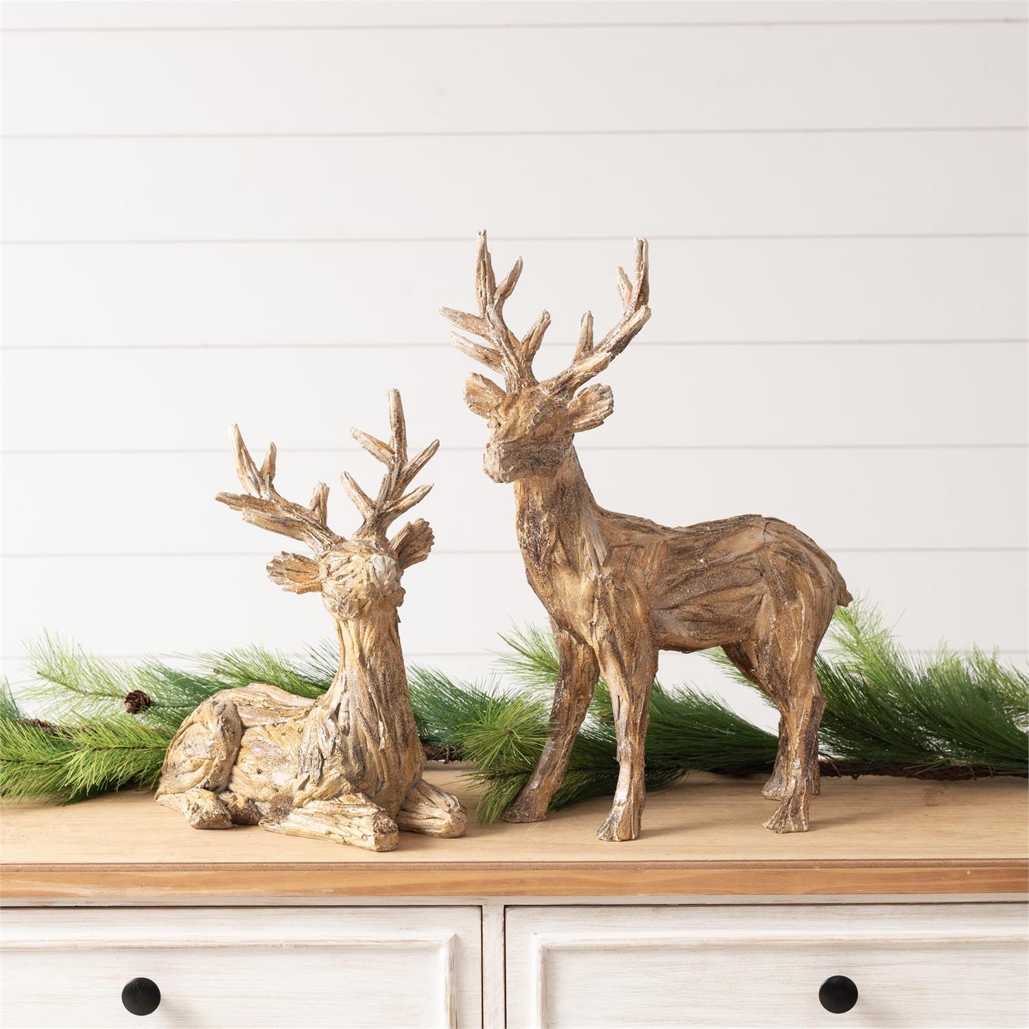 Distressed Faux Bark Deer (S/2)
