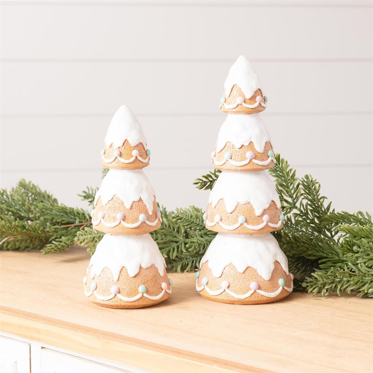 Frosted Gingerbread Trees (S/2)
