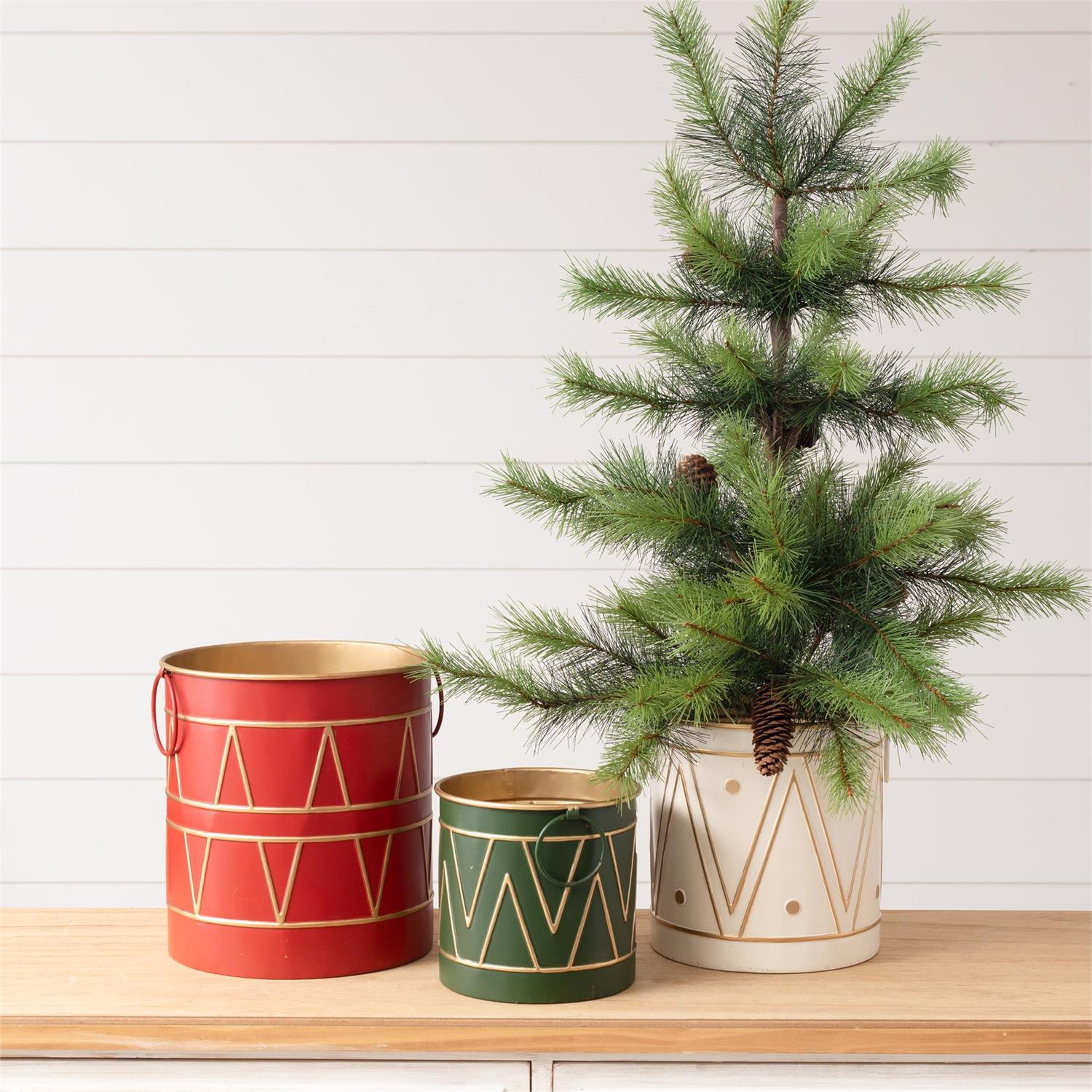 Holiday Drum Metal Buckets (S/3)