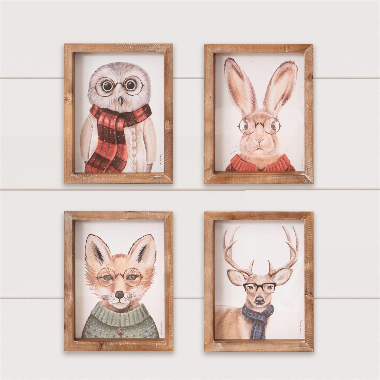 Cozy Critters Framed Prints (S/4)