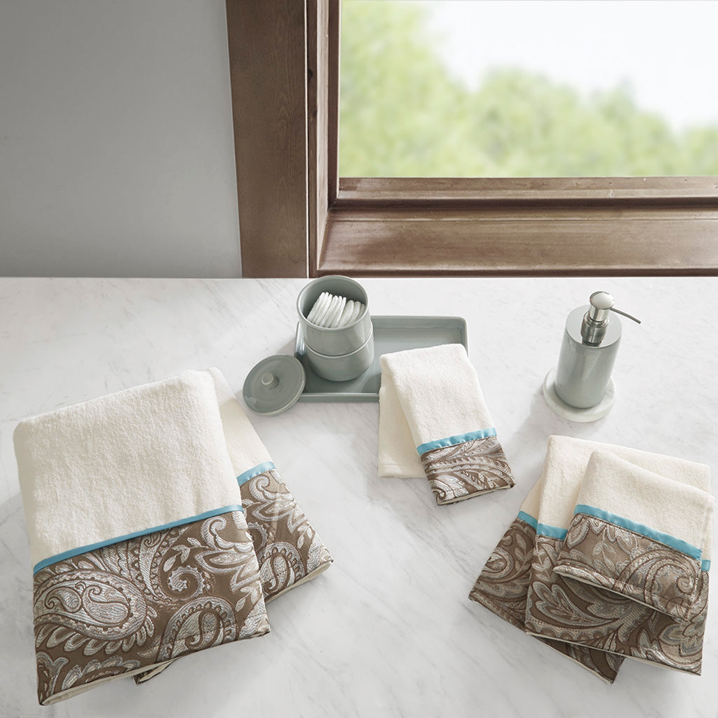 Aubrey Embroidered Cotton Jacquard 6 Piece Towel Set