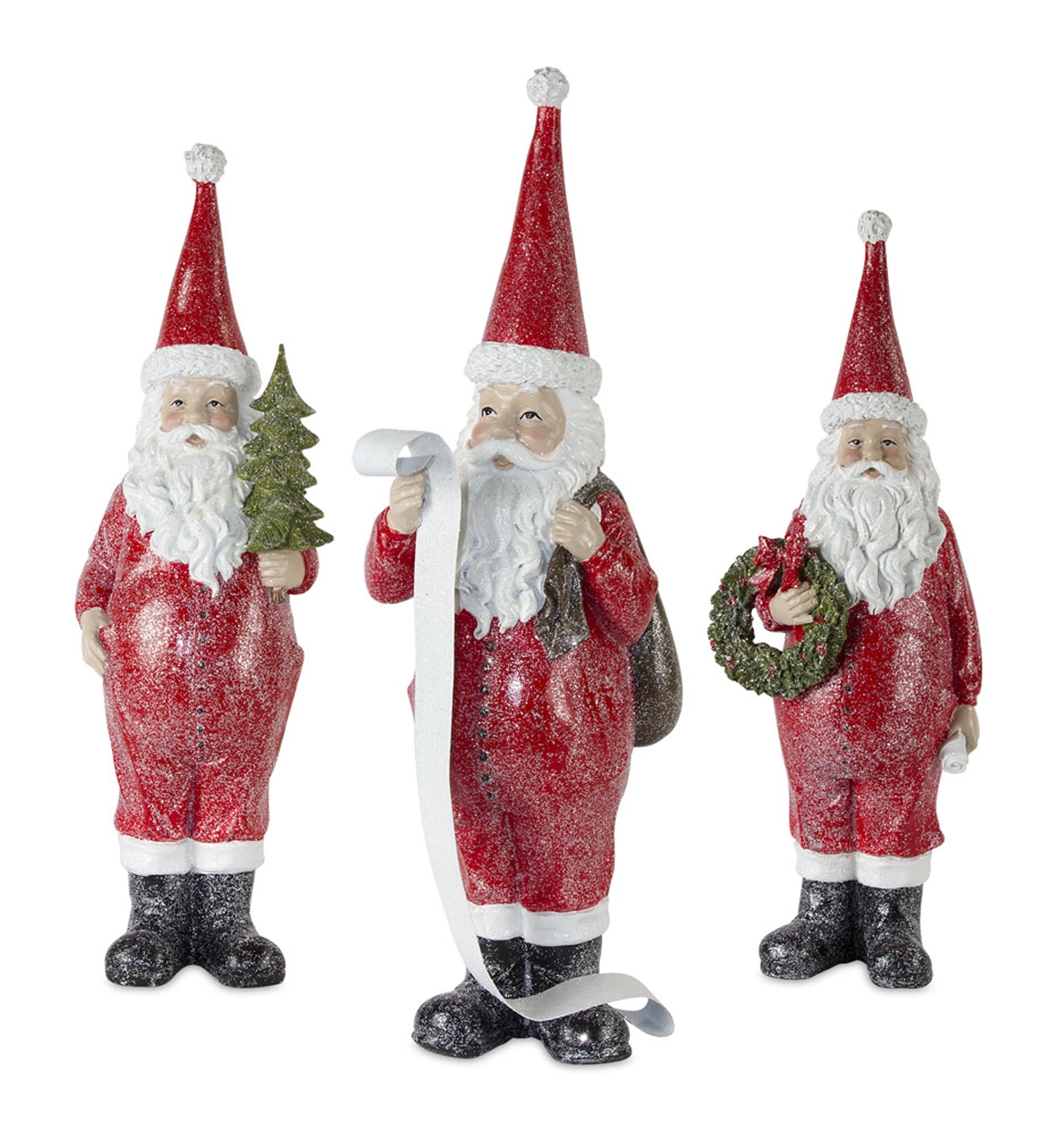 Santa (Set of 3) 14"H, 16"H, 18.5"H Resin