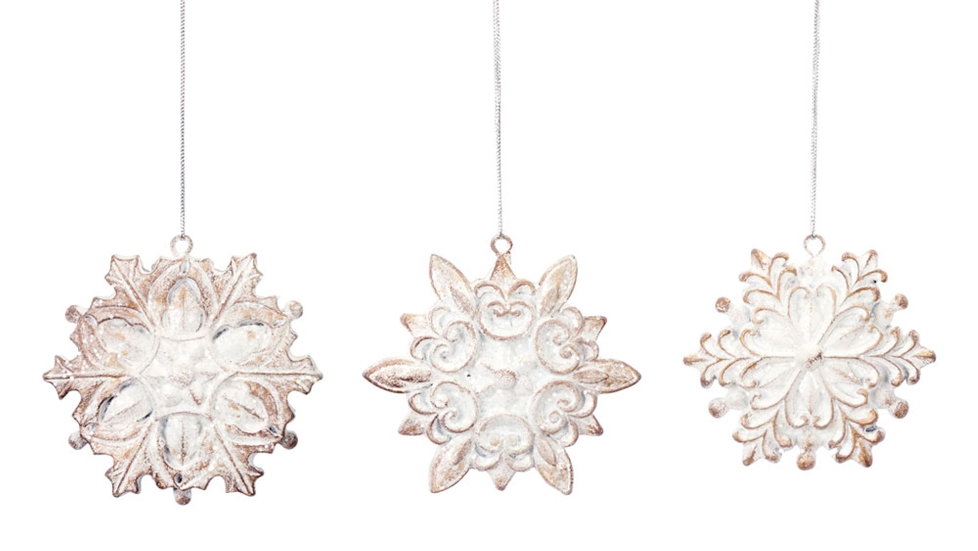 Snowflake Ornament (3 Asst) 3.25"H Resin