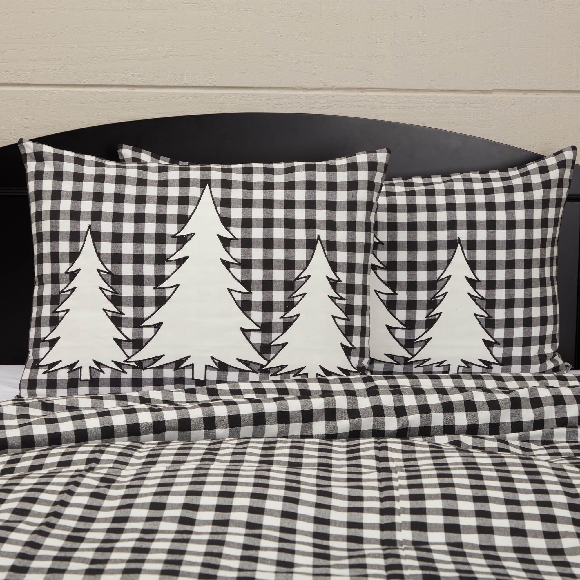 Vintage Check Black Tree King Sham 37Lx21W