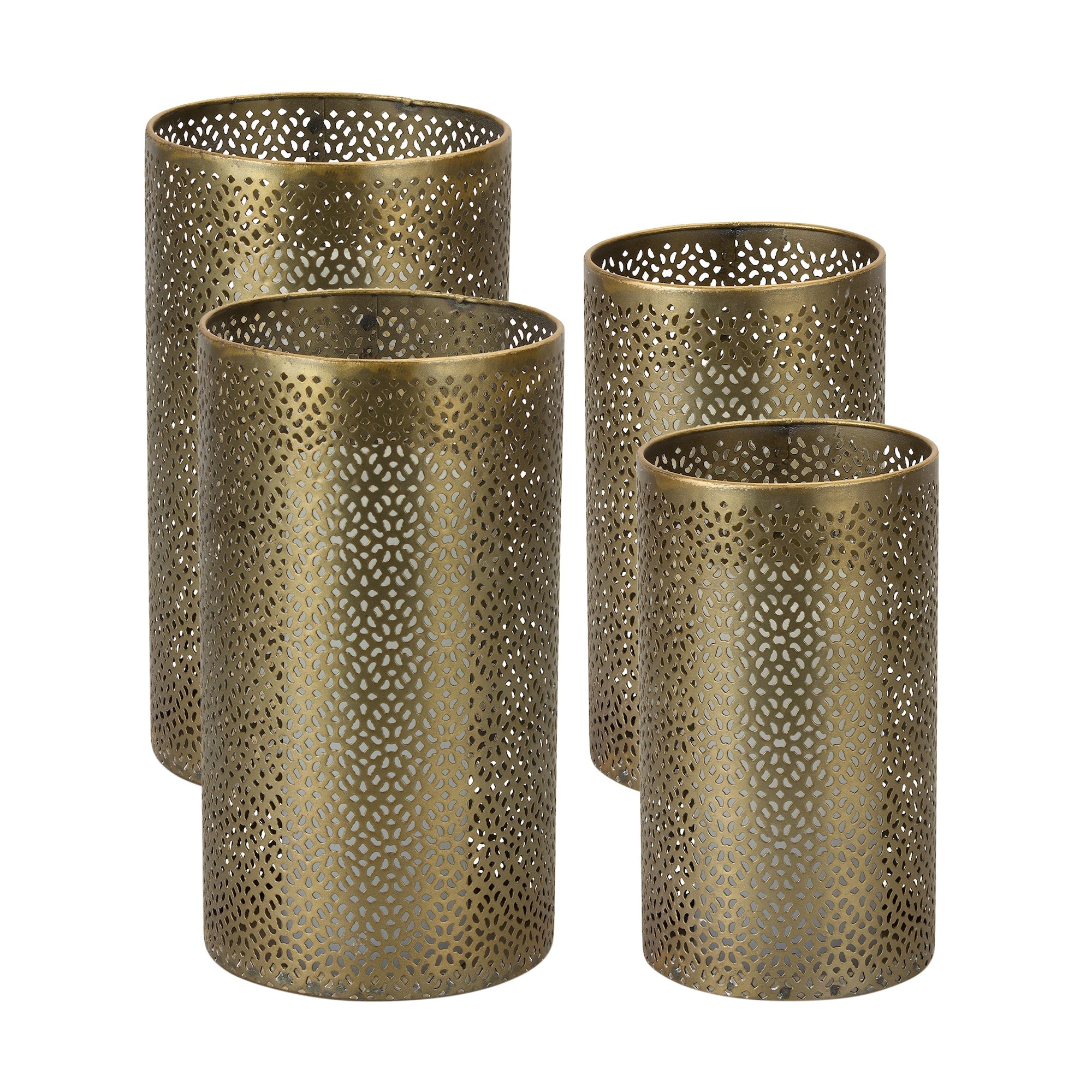 Ornamental Punched Metal Candle Holder (Set of 4)