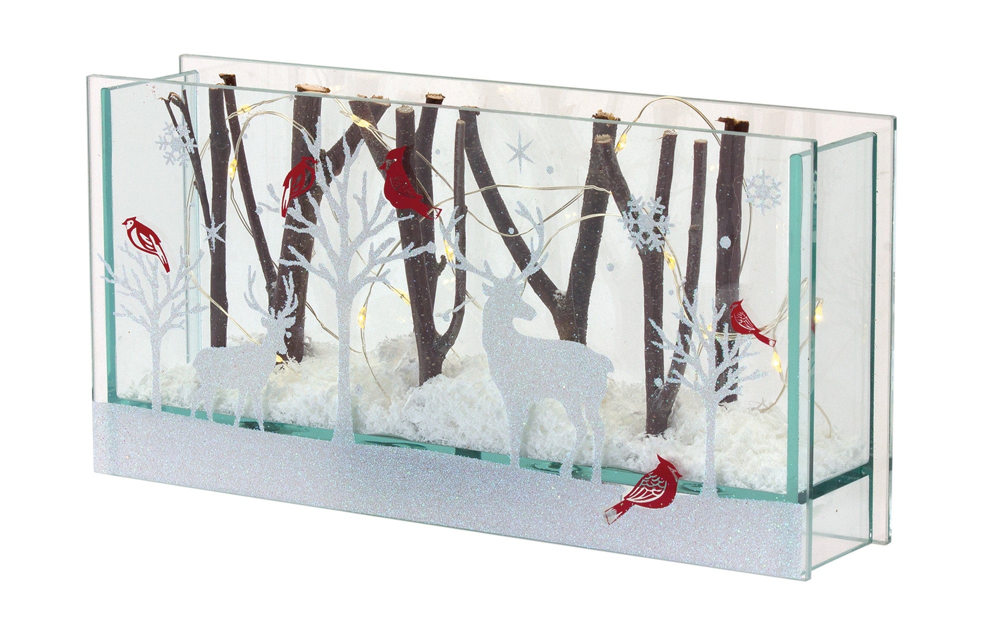 LED Luminary Deer w/Lights 9.5"L x 4.75"H Glass 6 Hr Timer 2 AA Batteries, Not Included