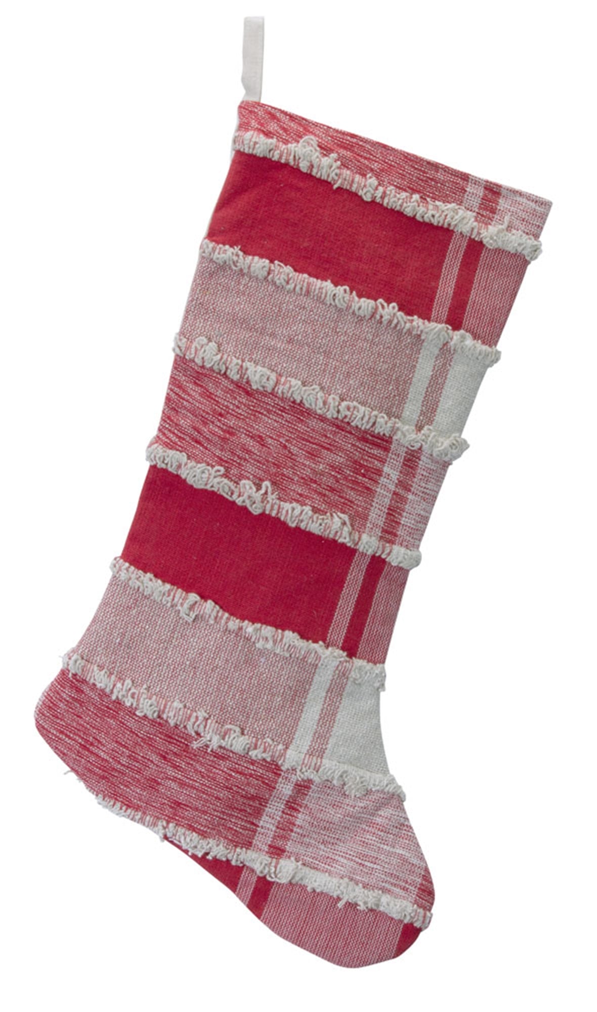 Frayed Cotton Plaid Christmas Stocking (Set of 2)