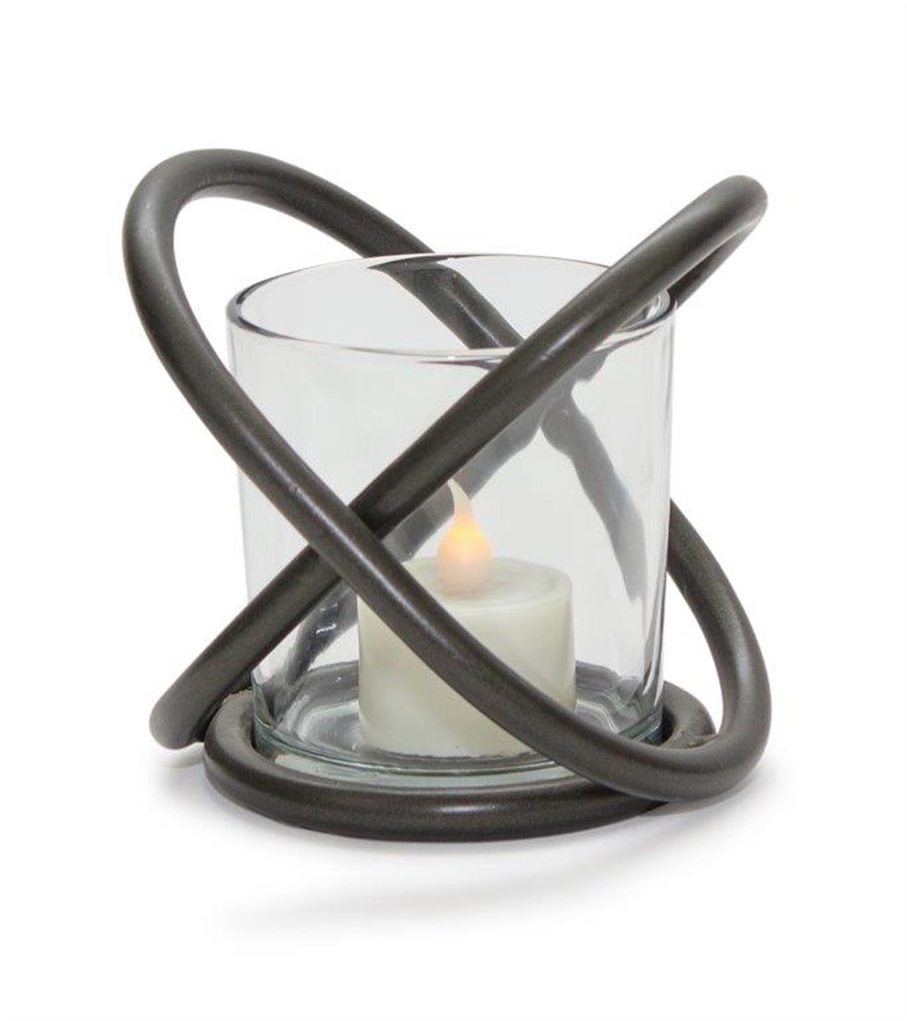 Modern Metal Votive Holder with Glass Insert (Set of 2)